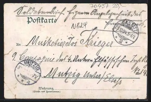Lithographie Rastatt, St. Bernhardus-Brunnen und Stadtkirche, Schloss, Einsiedler-Kapelle, Schloss Favorite