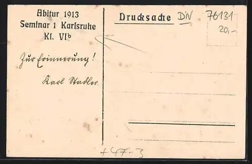 AK Karlsruhe, Abitur 1913, Seminar 1, Klasse VIb, Blumengiessen und schneiden