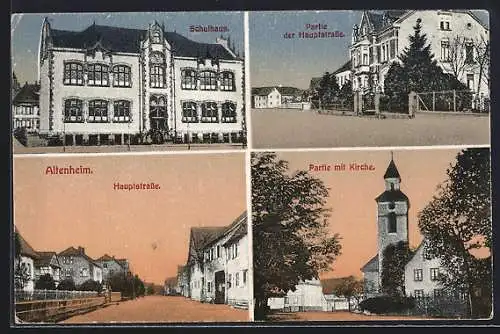 AK Altenheim, Hauptstrasse, Schulhaus, Kirche
