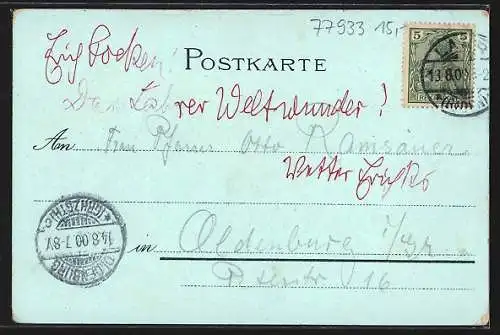 Mondschein-Lithographie Lahr, Ruine Hohengeroldseck und Totalansicht