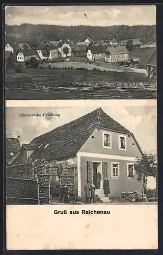 AK Reichenau / Bodensee, Güntersche Handlung, Ortsansicht