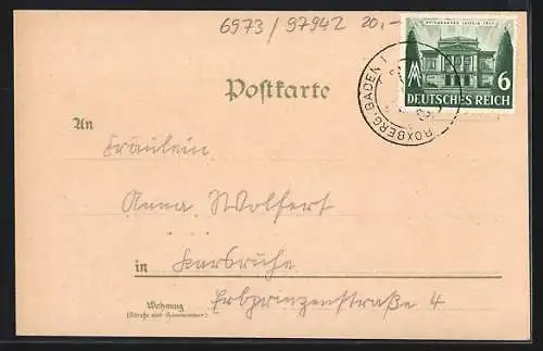 Lithographie Boxberg / Baden, Gesamtansicht, Geschäft Otto Hofmann