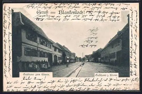 AK Blankenloch, Gasthaus zum Löwen und Gasthaus zur Krone