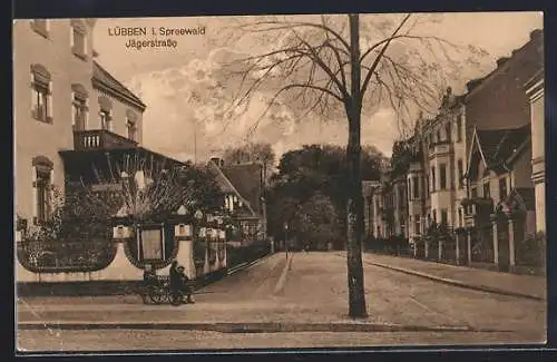 AK Lübben i. Spreewald, Jägerstrasse mit Villen