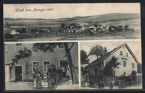 AK Lampenricht, Vor dem Gasthaus, Blick auf das Dorf