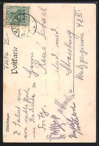 AK Kork, Post, Gasthaus zum Schwanen, Pferdekutsche