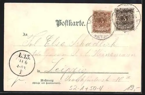 Lithographie Drei Frösche in kurzen Hosen feiern mit Sekt an einem See