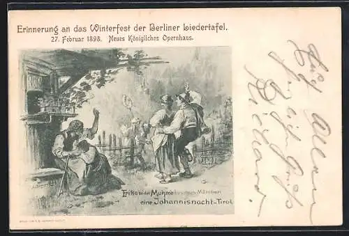AK Berlin, Winterfest der Berliner Liedertafel 1898, Erika bei der Muhme aus dem Märchen Eine Johannisnacht in Tirol