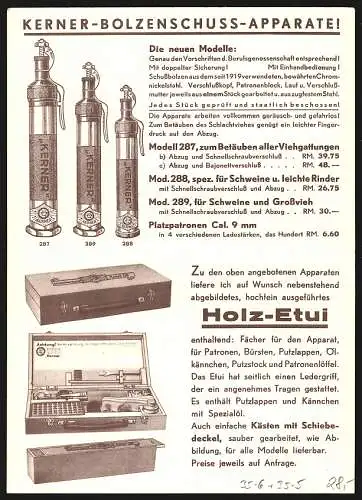 Klapp-AK Reklame für Bolzenschuss-Apparate der Firma Kerner