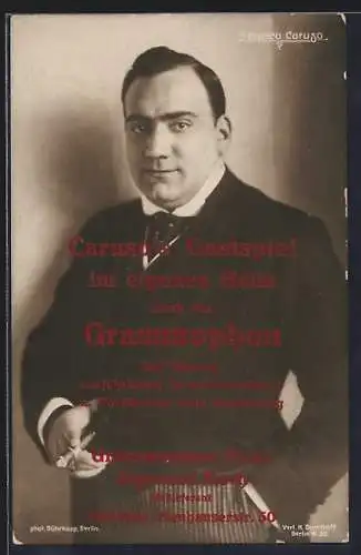 AK Opernsänger Enrico Caruso mit Zigarre