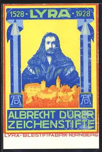 AK Nürnberg, Lyra Bleistift-Fabrik, Reklame für Albrecht Dürer Zeichenstifte
