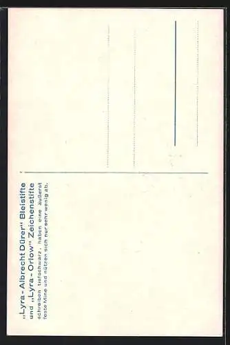 AK Nürnberg, Lyra Bleistift-Fabrik, Reklame für Albrecht Dürer Zeichenstifte