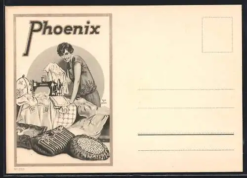 AK Reklame für Nähmaschinen der Marke Phoenix