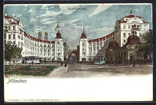 Künstler-AK Zeno Diemer: München, Karlsthorrondell