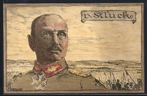 Künstler-AK Bruno Heroux: Heerführer General von Kluck in Uniform
