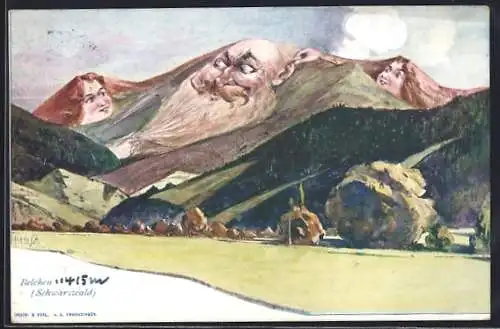 Künstler-AK Fritz Hass: Belchen im Schwarzwald mit Nebengipfeln, Berggesichter