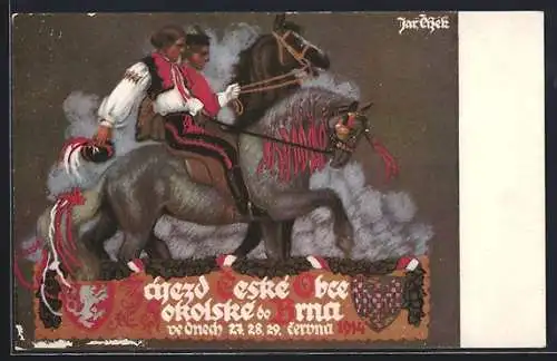 AK Brünn / Brno, Zajezd Ceske obce Sokolske 1914