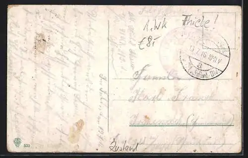 Künstler-AK Arthur Thiele: Fürst und Volk einmütig in der Schlacht für Deutschlands Ehr`, Kaiser Wilhelm II.