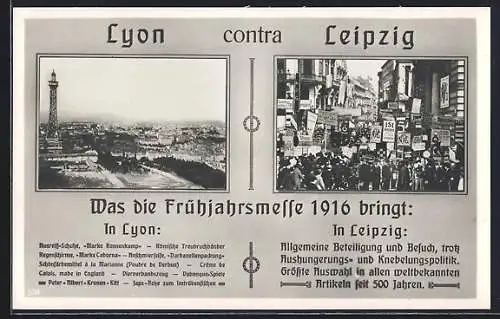 AK Leipzig, Frühjahrsmesse 1916, Vergleich mit der Messe in Lyon