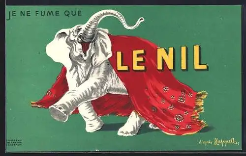 Künstler-AK sign. Cappiello: Je ne fume que le Nil, Tabak-Reklame für Le Nil, Elefant mit roter Decke