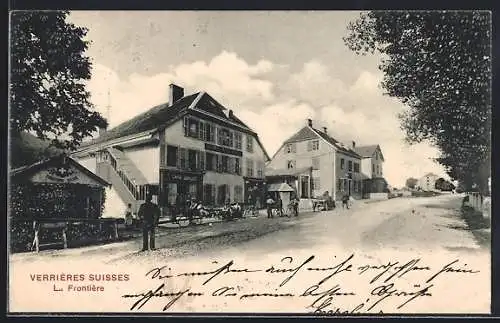 AK Les Verrières, La Frontiere, Cafe Suisse