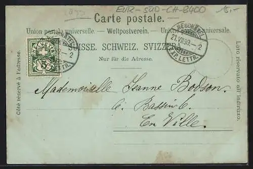 Mondschein-Lithographie Winterthur, Bahnhof, Kyburg, Ortsansicht aus der Vogelschau