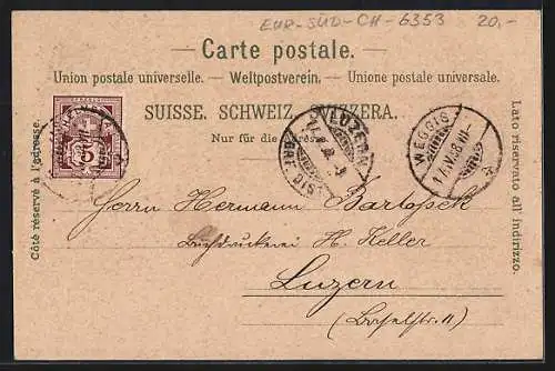 Lithographie Weggis, Kurhaus und Pension Villa Köhler