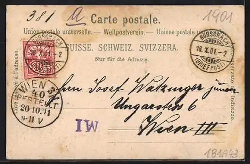 Lithographie Rorschach, Lehrer-Seminar Mariaberg, Panoramablick auf Stadt und See