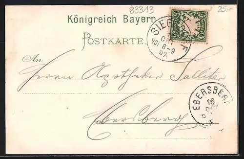Lithographie Siegsdorf, Maria-Eck, Hochfelln, Brünnling-Alm