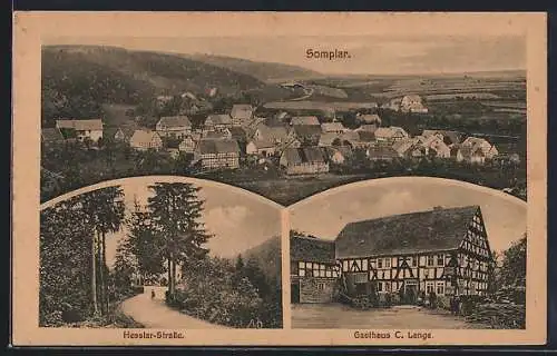 AK Somplar, Gasthaus C. Lange, Hesslar-Strasse, Totalansicht
