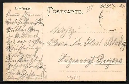 AK Kisslegg, Gasthaus zur Post, Fürstl. von Wolfegg`sches Schloss, St. Anna-Kapelle