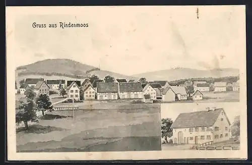 Künstler-AK sign. Hans Pernat: Rindenmoos, Ortspartie, Totalansicht vom Feld aus