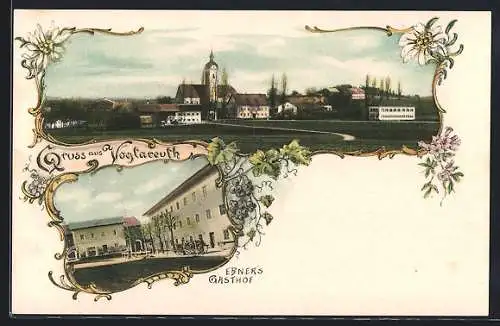AK Vogtareuth, Ebers Gasthof, Ortspartie