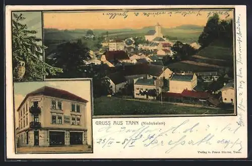 AK Tann /Niederbayern, Geschäftshaus Franz Binder, Totalansicht