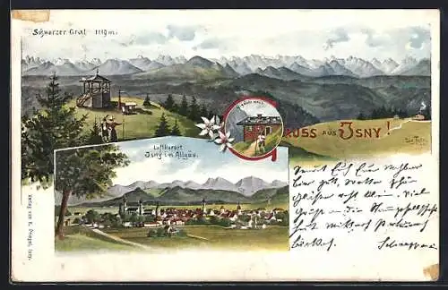 Künstler-AK Eugen Felle: Isny /Allgäu, Schwarzer Grat, Panorama