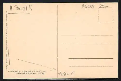 Künstler-AK sign. Hans Pernat: Aich bei Vilsbiburg, Das Gasthaus, Totalansicht