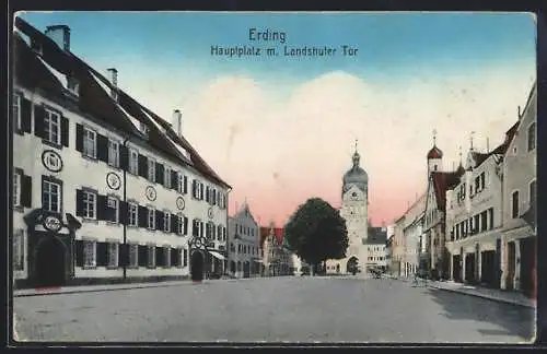 AK Erding, Hauptplatz m. Landshuter Tor