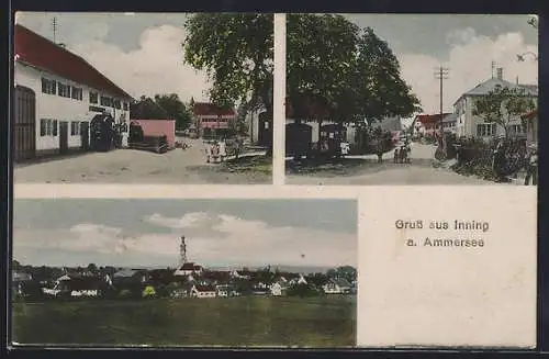 AK Inning a. Ammersee, Ortspartien, Totalansicht vom Feld aus