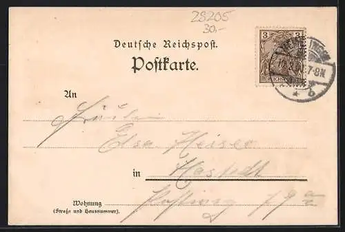 Lithographie Hemelingen, Hotel zum Kronprinzen, Bes. H. Witter, Actien-Brauerei und Windmühle