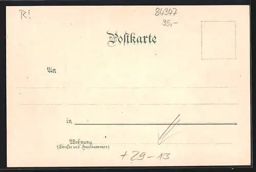 Winter-Lithographie Pfarrkirchen, Dr. Bayer-Strasse und Totalansicht