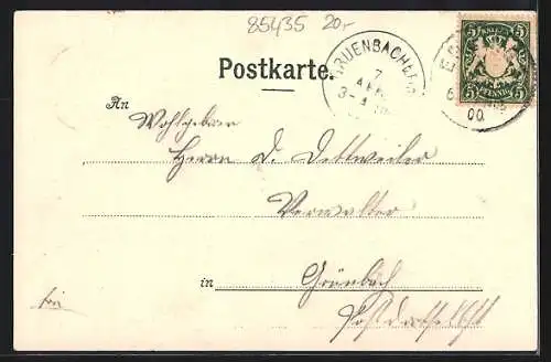 Lithographie Erding, Bezirksamt, Krankenhaus, Schrannenplatz, Lange Zeile und Landshuter Tor
