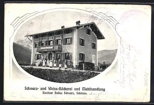 AK Schönau / Berchtesgaden, Bäckerei und Mehlhandlung, Bes. Julius Schwarz