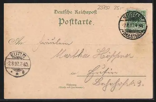 Lithographie Neustadt i. Holst., Gasthaus Julienbad am Wasser