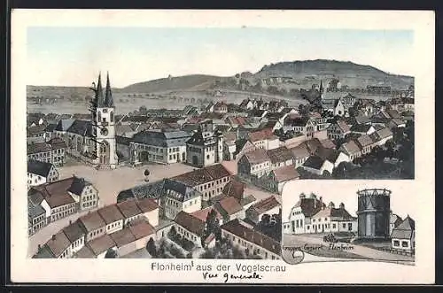 Künstler-AK Flonheim, Gruppen-Gaswerk, Totalansicht