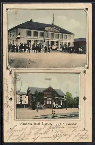 AK Sterup, Bahnhof und Bahnhofs-Hotel