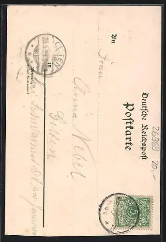 Lithographie Eckwarden, Eiler`s Hotel, Kirche und Schule, Kurhaus, Hinrich`s Hotel