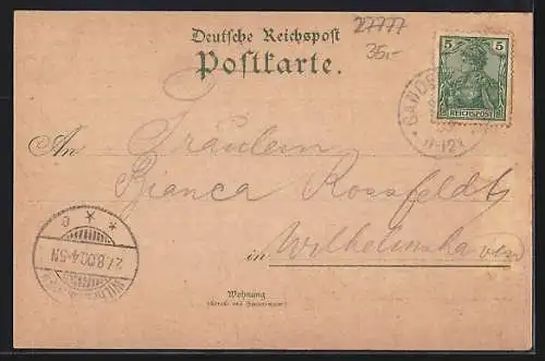 Lithographie Ganderkesee, Herklotz` Gasthof, Kirche, Mühle, Totalansicht