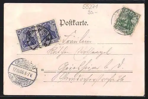 Lithographie Elsheim, Gasthof J. Schäfer, Windhäuser Hof