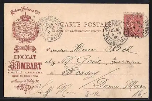 AK Chocolat Lombart, Maison Fondee en 1760, Zwei Jungen am Wagen, Kakao