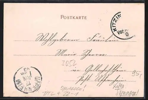 AK Kitzingen a. M., Synagoge und Schrannenstrasse, Prot. Kirche, Innenansicht der Kath. Kirche